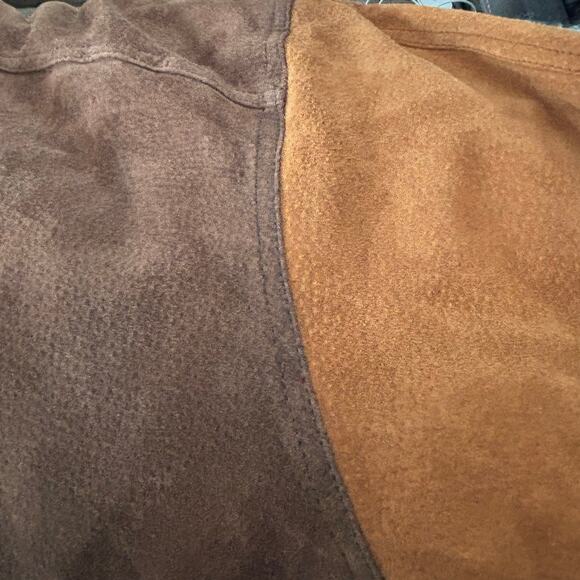 Basic Editions Varsity Jacket Vintage XL 90s Bomber Leather Suede Brown Zip up - Picture 4 of 12